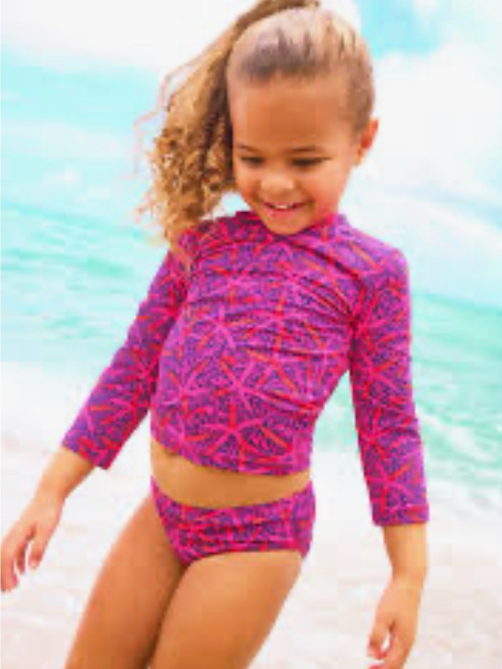 Lilly Pulitzer Bobby size 10 Girls' Pink & Purple Long-Sleeve Rash Guard Set